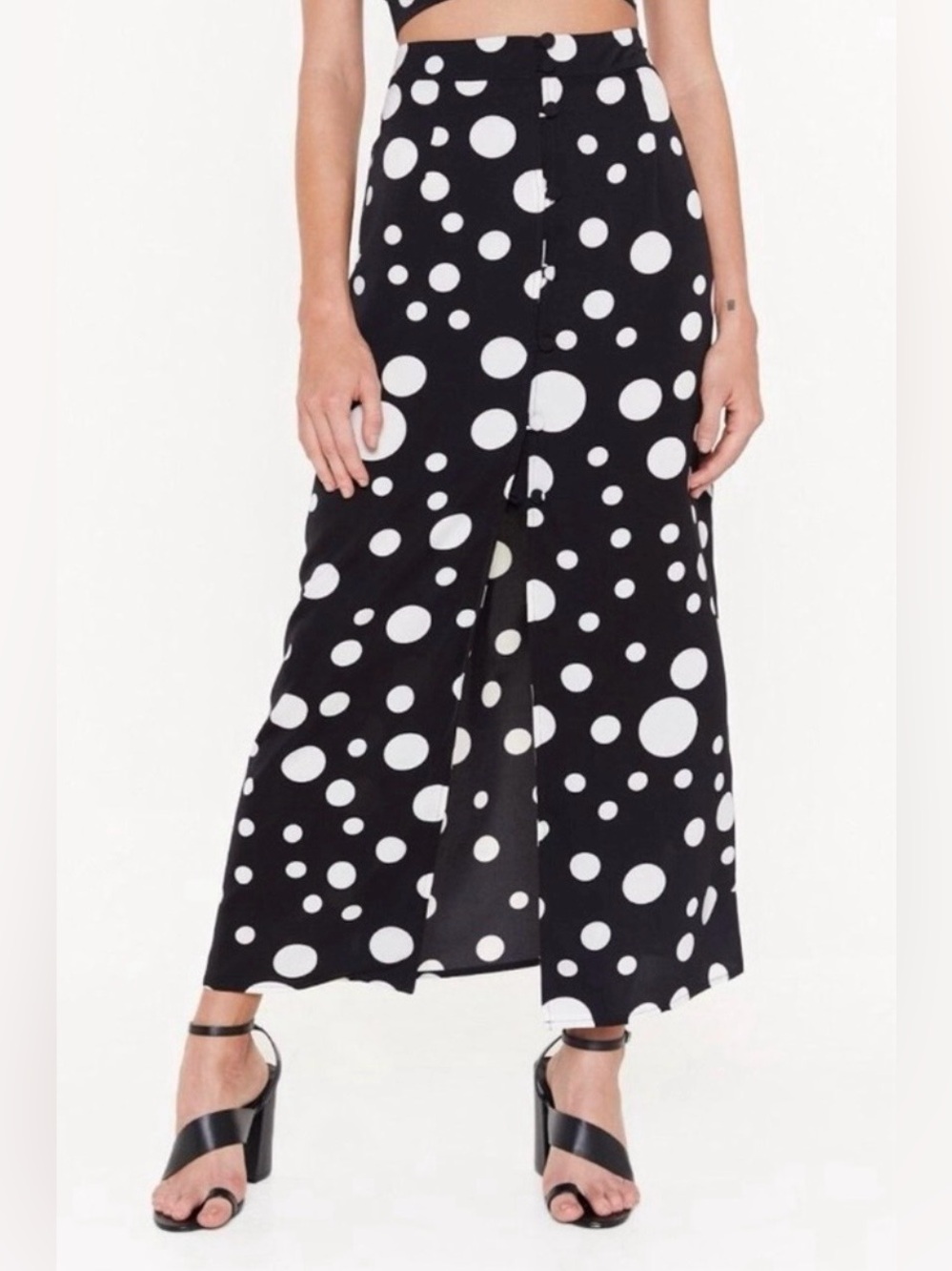 NWT Nasty Gal Black and White Polka Dot Skirt- 2 (XS)